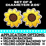 2.05" Set of 2 SUNFLOWERS Embroidered Patch with Choice of Backing