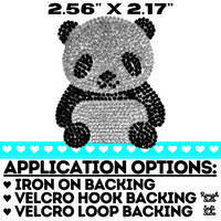 2.56"x2.17 Sparkly Panda Rhinestone Applique with Choice of Backing