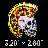 3.20"x2.80" PIZZA MOHAWK SKULL Funny Embroidered Patch with Choice of Backing