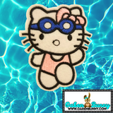 3"x2.50" HELLO KITTY SWIM GOGGLES Embroidered Patch with Choice of Backing