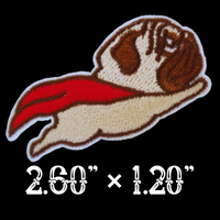 2.60"×1.20" Flying Pug with Red Cape Embroidered Patch with Choice of Backing