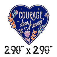 2.90"x2.90" COURAGE DEAR HEARTS Blue Floral Heart Embroidered Patch with Choice of Backing