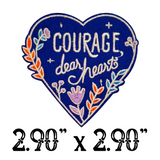 2.90"x2.90" COURAGE DEAR HEARTS Blue Floral Heart Embroidered Patch with Choice of Backing