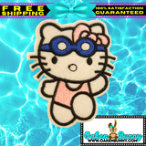 3"x2.50" HELLO KITTY SWIM GOGGLES Embroidered Patch with Choice of Backing