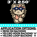 3"x2.50" HELLO KITTY SWIM GOGGLES Embroidered Patch with Choice of Backing