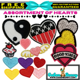 Assortment of Small Hearts Embroidered Patches with Choice of Backing