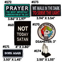 Assorted Christian Patches (Set of 6) Embroidered Patches - Iron On, Hook Back, or Loop Back