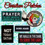 Assorted Christian Patches (Set of 6) Embroidered Patches - Iron On, Hook Back, or Loop Back