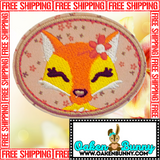 2.25"x2" PRETTY FOX FLOWER Embroidered Patch with Choice of Backing