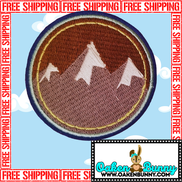 2.65" SNOW-CAPPED MOUNTAINS Embroidered Patch with Choice of Backing